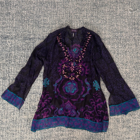 Hale Bob Sheer Black and Purple Tunic - Picture 10 of 12